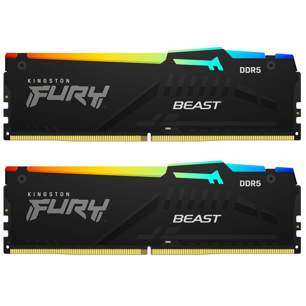 Модуль памяти Kingston 16GBDDR5 5600 DIMM FURY Beast RGB XMP Gaming Memory KF556C40BBAK2-16 Non-ECC, CL40, 1.25V, (Kit of 2) 1RX16 40-40-40 288-pin 16Gbit, RTL