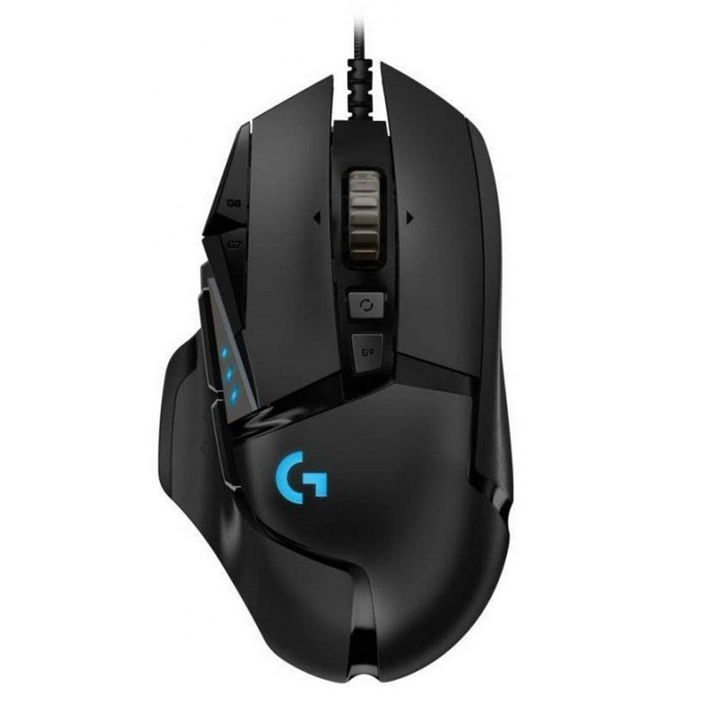 Мышь игровая Logitech Bad Pack G502 Hero16K черная, оптическая (Hero25K), 100-25600dpi, 1мс, USB 2.1м, 11 кнопок (2 механика), RGB подсветка, утяжелители, под правую руку