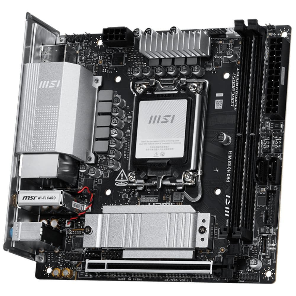 Материнская плата MSI PRO H810I WIFI H810, LGA1851, 2*DDR5, 1*PCIEx16, 1*M.2, 2*TypeC, 4*USB3.2Gen1, 6*USB2.0, 2*SATA3.0, 2.5G, DP, HDMI, ITX, RTL