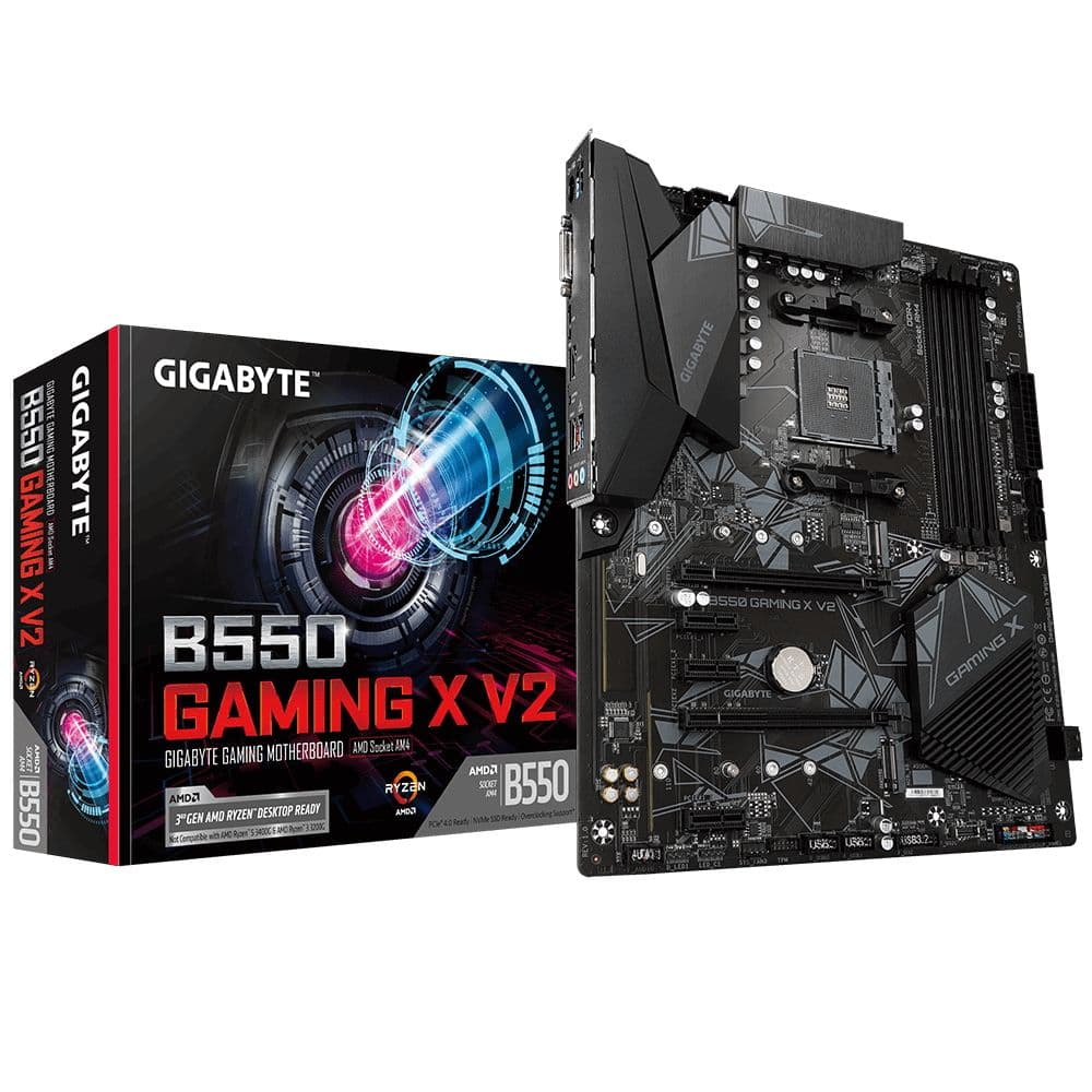 Материнская плата Gigabyte Bad Pack B550 GAMING X V2, Socket AM4, AMD B550, 4xDDR4-3200, DVI-D+HDMI, 2xPCI-Ex16, 3xPCI-Ex1, 4xSATA3(RAID 0/1/10), 2xM.2, 8 Ch Audio, 1xGLan, (2+4)xUSB2.0, (4+2)xUSB3.2, 1xPS/2, ATX, RTL