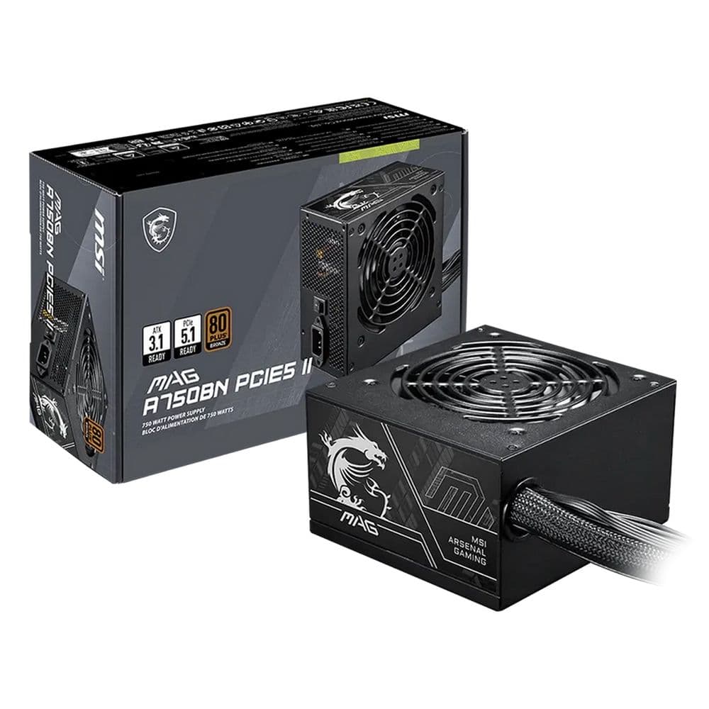 Блок питания ПК MSI MAG A750BN PCIE5 II 750W, Non-Modular, 80+ Bronze, Color Box