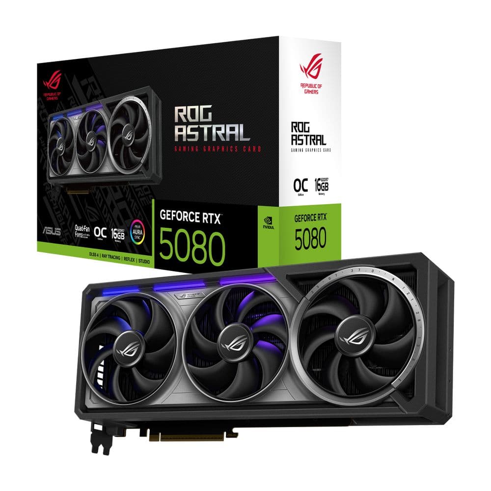 Видеокарта ASUS Bad Pack RTX5080 ROG ASTRAL OC 16GB GDDR7 256bit 3xDP 2xHDMI 3FAN RTL (ROG-ASTRAL-RTX5080-O16G-GAMING)