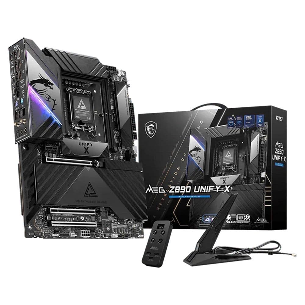 Материнская плата MSI MEG Z890 UNIFY-X Z890, LGA1851, 2*DDR5, 3*PCIEx16, 1*PCIEx1, 6*M.2, 2*TypeC, 8*USB3.2Gen2, 4*USB3.2Gen1, 8*USB2.0, 6*SATA3.0, 5G, 2*Type-C(DP), ATX, RTL