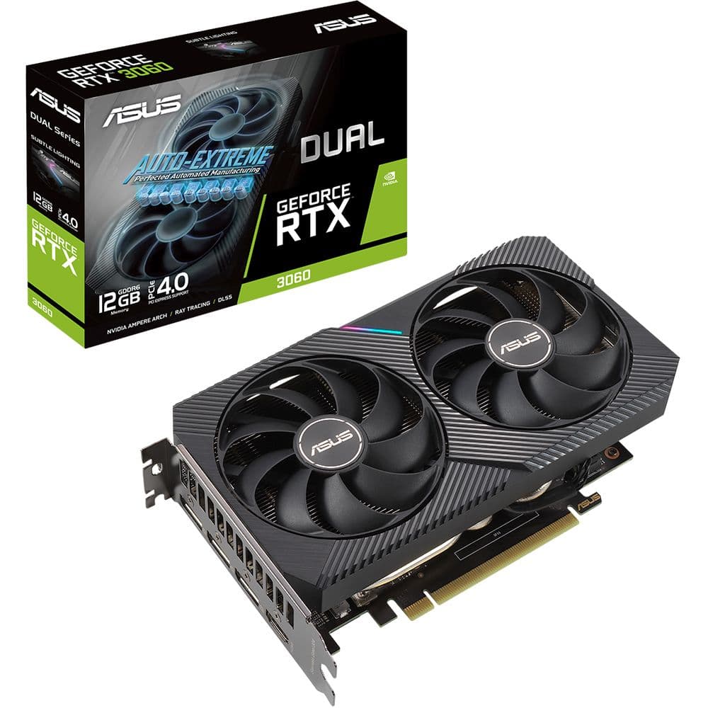 Видеокарта ASUS RTX3060 DUAL V2 OC 12GB GDDR6 192bit 3xDP HDMI 2FAN LHR RTL [DUAL-RTX3060-O12G-V2]