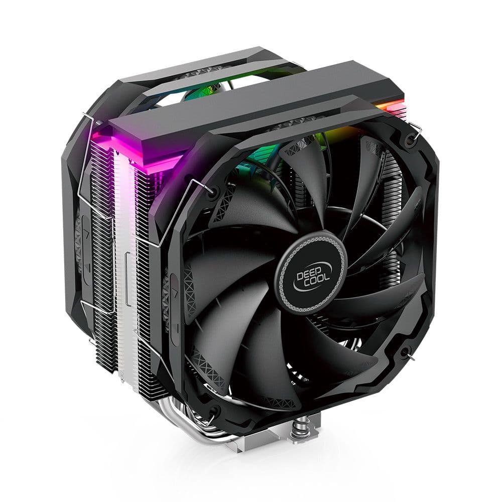 Вентилятор Deepcool AS500 PLUS RTL (Height 164mm, 6mm x 5pcs, Fan 140mm*2, 500;1200RPM ±10%, < 29.2 dB(A), 4-pin PWM, TDP 220W, Screw, Socket AMD AM4, Intel LGA 2066/2011-v3/2011/1700/1200/115x)