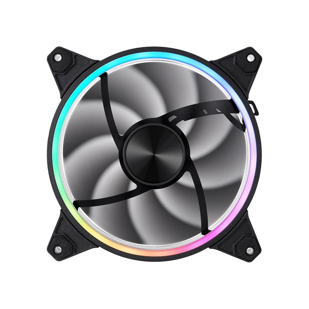 Вентилятор 1STPLAYER FO7R-14 Black / 140mm Reverse ARGB 3pin 5V PWM 4pin 12V 700-1800rpm 76.25cfm 36.64dBA / FO7R-14-BK / BULK