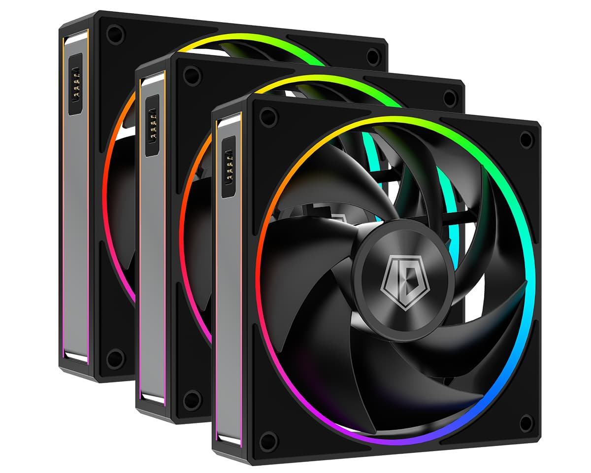 Вентилятор ID-COOLING MF-1230-ARGB-K TRIO (3 in 1) 120x120x30мм (12шт./кор, PWM, резиновые углы, ARGB, 500-2300об/мин) BOX