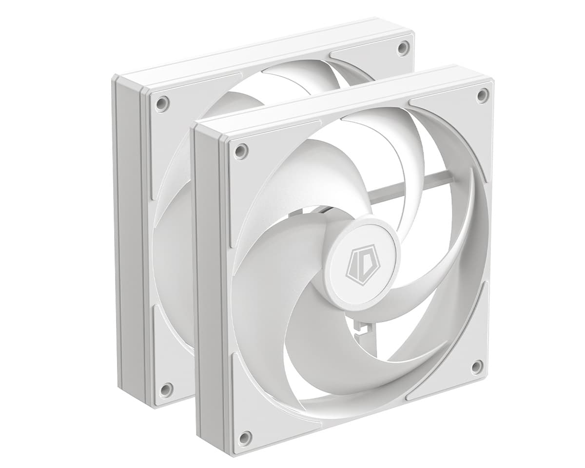 Вентилятор ID-COOLING AS-140-W DUET (2 in 1) 140x140x25мм (32шт./кор, PWM, резиновые углы, белый, 300-1800об/мин, супертихий) BOX