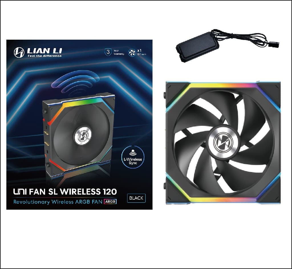 Вентилятор Lian Li UNI FAN SL WIRELESS 120 / 12SL1W1B BLACK / 120x124,5x28мм (PWM, ARGB, 2000 об/мин (Max.), 28.5dBa) / G99.12SL1W1B.R0