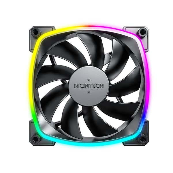 Вентилятор Montech AX120 PWM Black / 120mm, 4pin PWM, 3pin ARGB, 800-1600RPM, 59.0CFM, 27.0dBA, Rifle bearing / AX120B