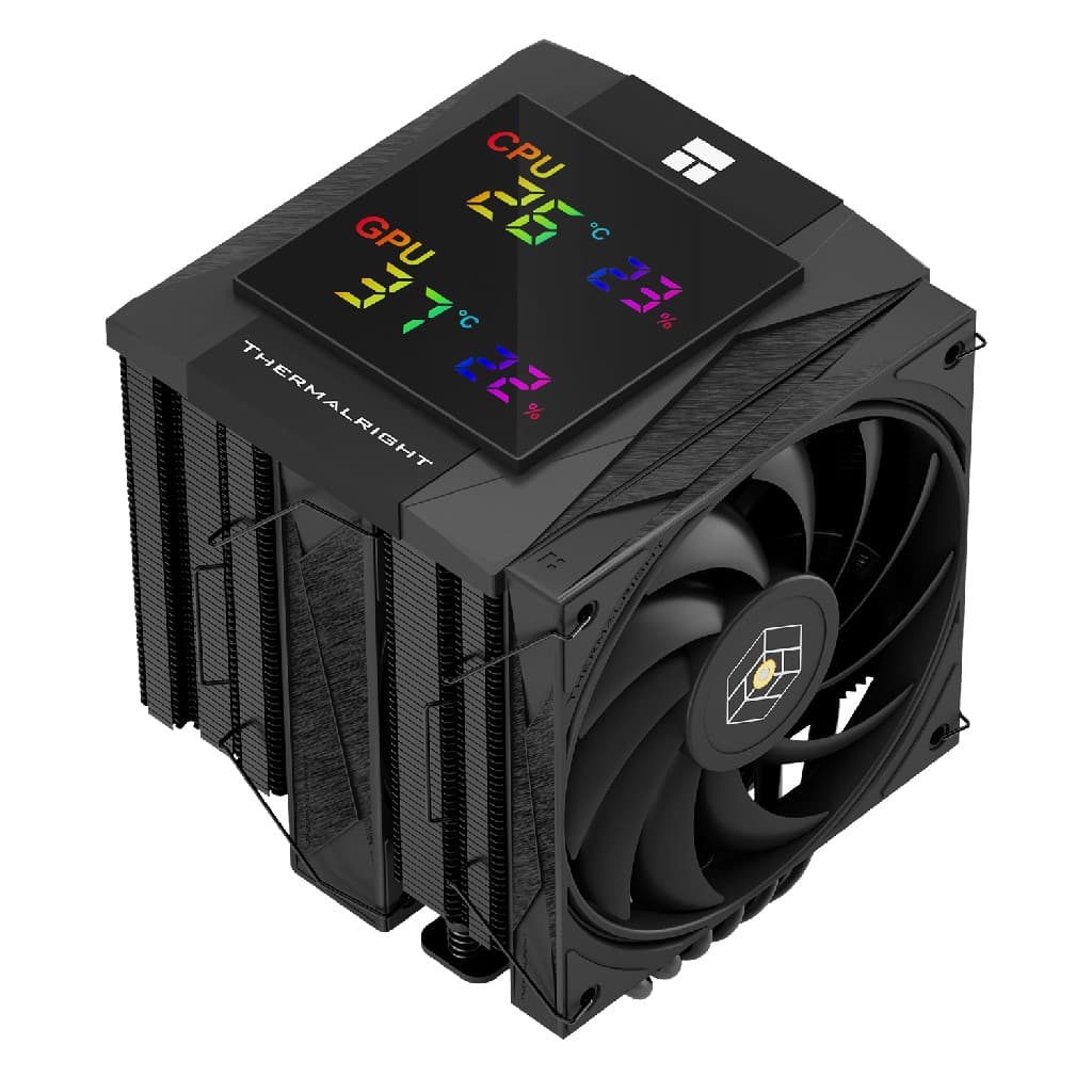 Кулер Thermalright Royal Knight 120 Digital Black LGA115X/1200/1700/1851/2011/2066/ AM4/AM5 (2x120mm PWM Fan, медное основание, 6 тепл. трубок 6мм) / TRRK120DB