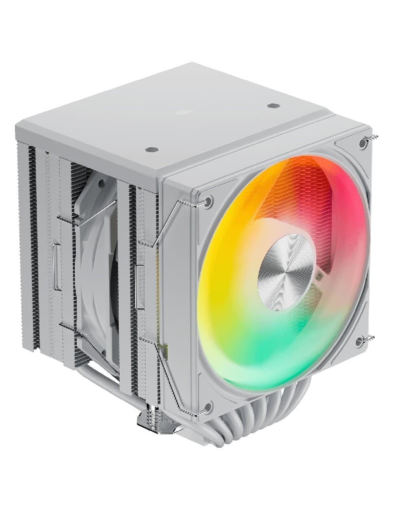Кулер upHere UE2TC8 White ARGB / 8HPx6mm, 280W TDP, dual tower, 2x120mm ARGB fans, 600-1650RPM, 68 CFM, 25dBA / UE2TC8