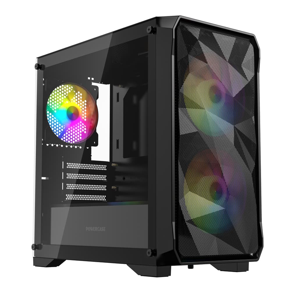 Корпус Powercase Mistral Micro A3B ARGB V2, Tempered Glass, 2x 140mm ARGB PWM+1x 120mm ARGB PWM, чёрный, mATX  (CMMAB-A3-V2)