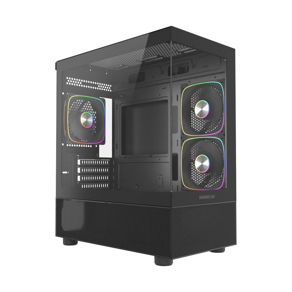 Корпус Powercase Vision Micro M2 ARGB, Tempered Glass, 3x 120mm ARGB PWM Fan, чёрный, mATX  (CVMBM2-A3)