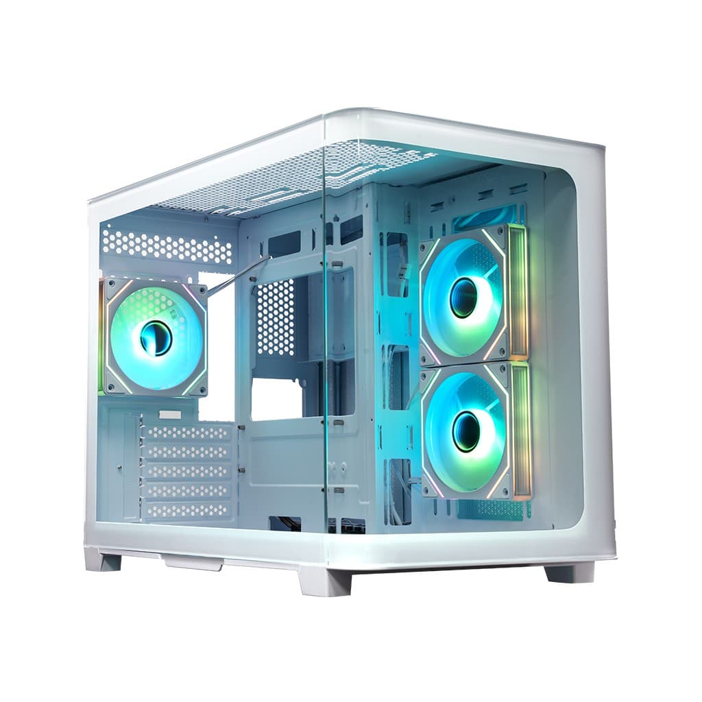 Корпус XASTRA QR500M 3ARGB-FM-C10-UC White mATX/Aquarium/ 2 Curve Glass /3x120mm ARGB PWM FM fans/ Argb+PWM HUB 10port /Type-C/ QR500M-3FM12A-C10-UC-WH