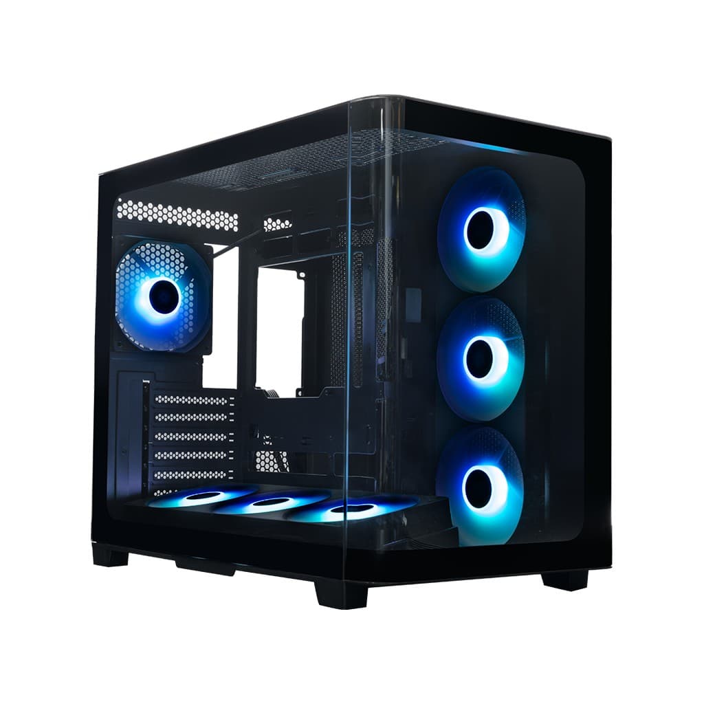 Корпус XASTRA QR500 7ARGB-FC-C6-UC Black ATX/Aquarium/ 2 Curve Glass /2x360mm+1*120mm ARGB PWM FC fans/ Argb+PWM HUB 6port /Type-C/ QR500-2FA36A-1FC12A-C6-UC