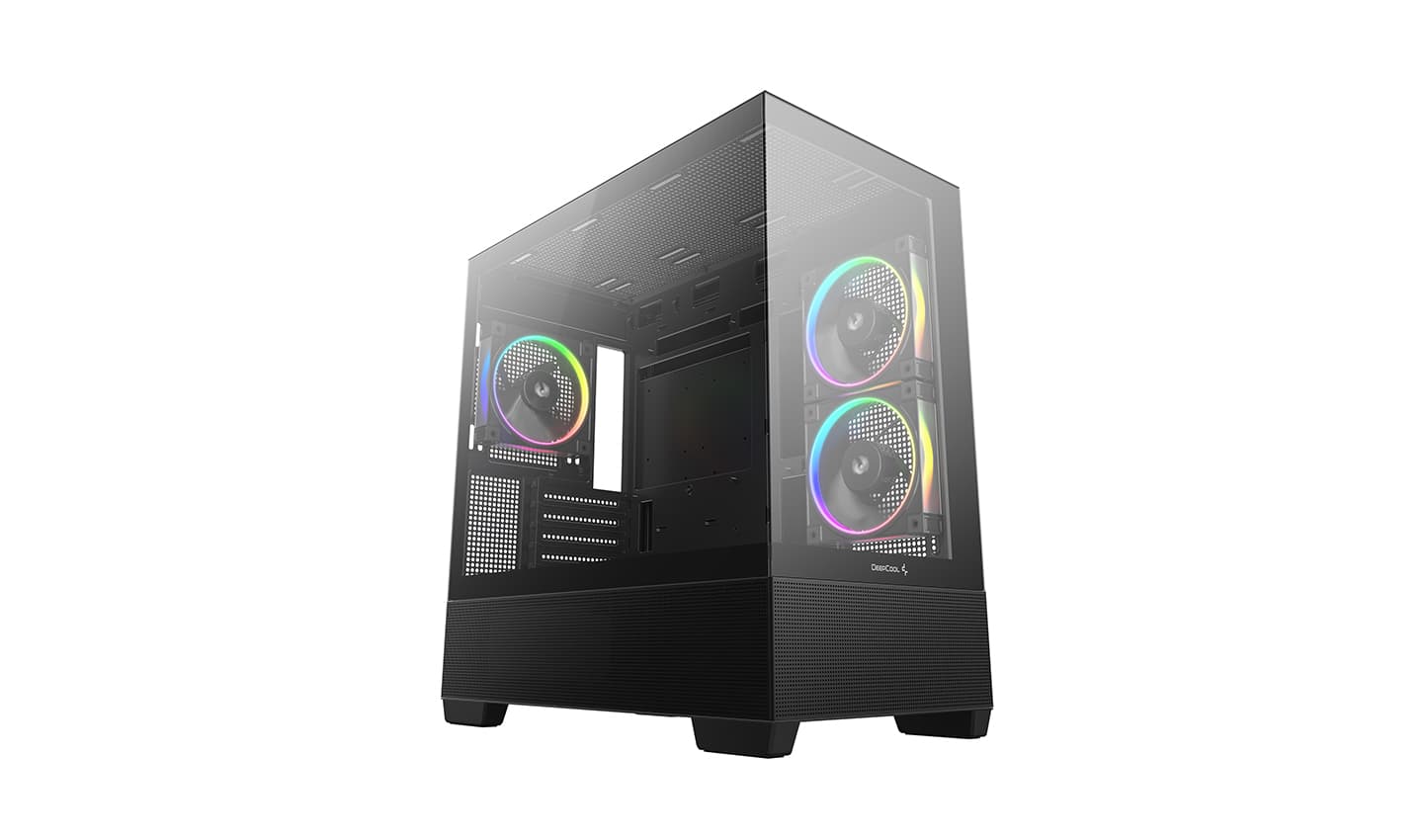 Корпус Deepcool CG380 3F, TG (aquarium), 3x120mm ARGB Fan, mini-ITX, mATX, черный