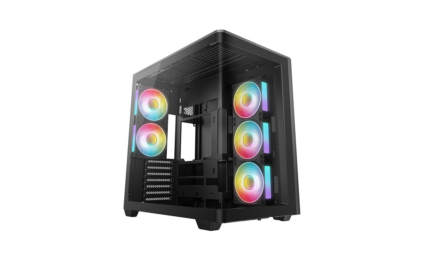 Корпус Deepcool CG590U 5F, TG (aquarium), 5x120mm ARGB Fan, mini-ITX, mATX, ATX, черный