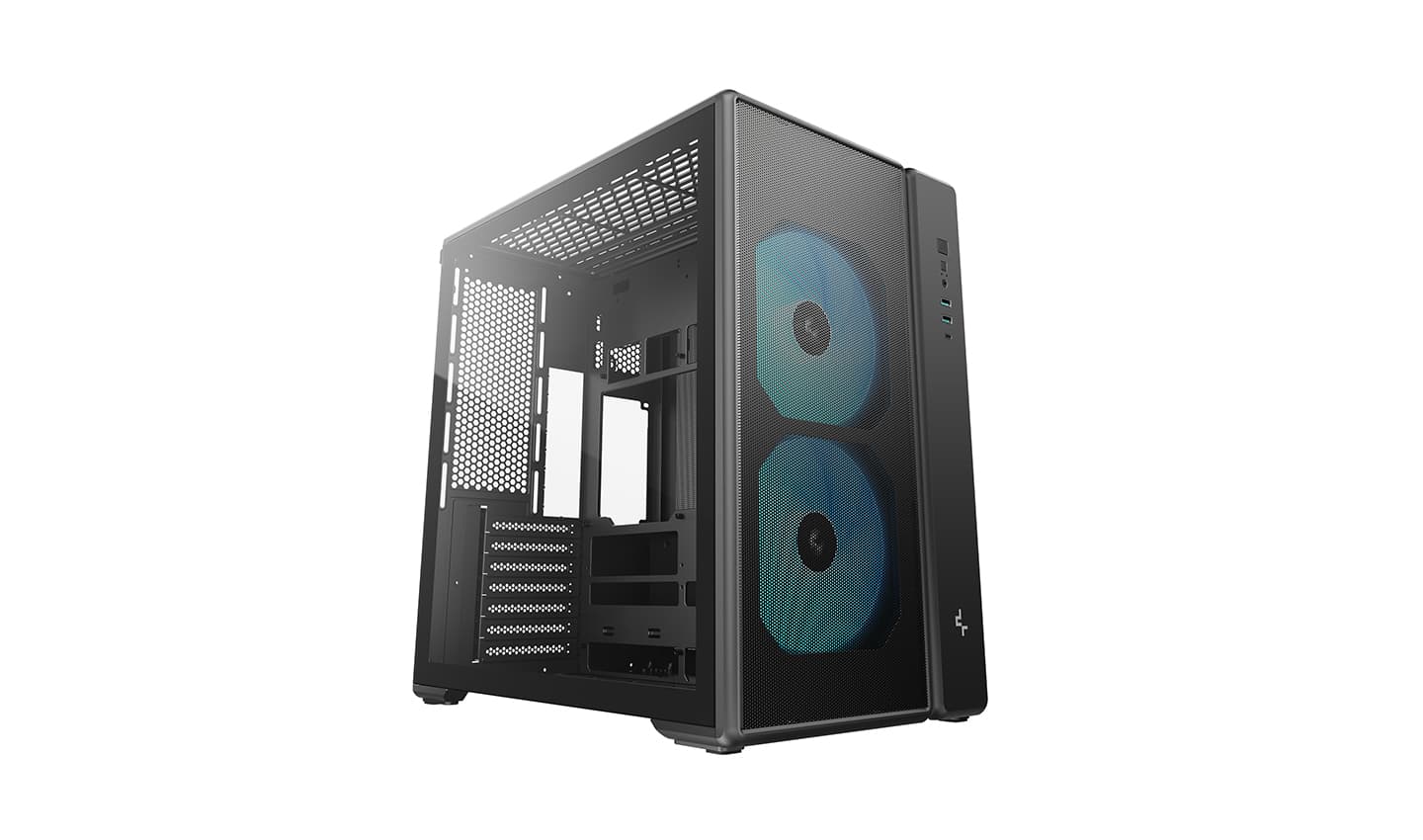 Корпус Deepcool CG590 MESH 2F, TG (aquarium), 2x120mm ARGB Fan, mini-ITX, mATX, ATX, черный