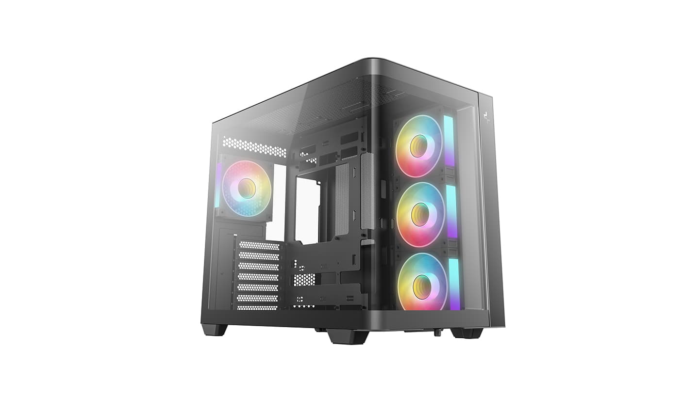 Корпус Deepcool CG530U 4F, TG (aquarium), 4x120mm ARGB Fan, mini-ITX, mATX, ATX, черный