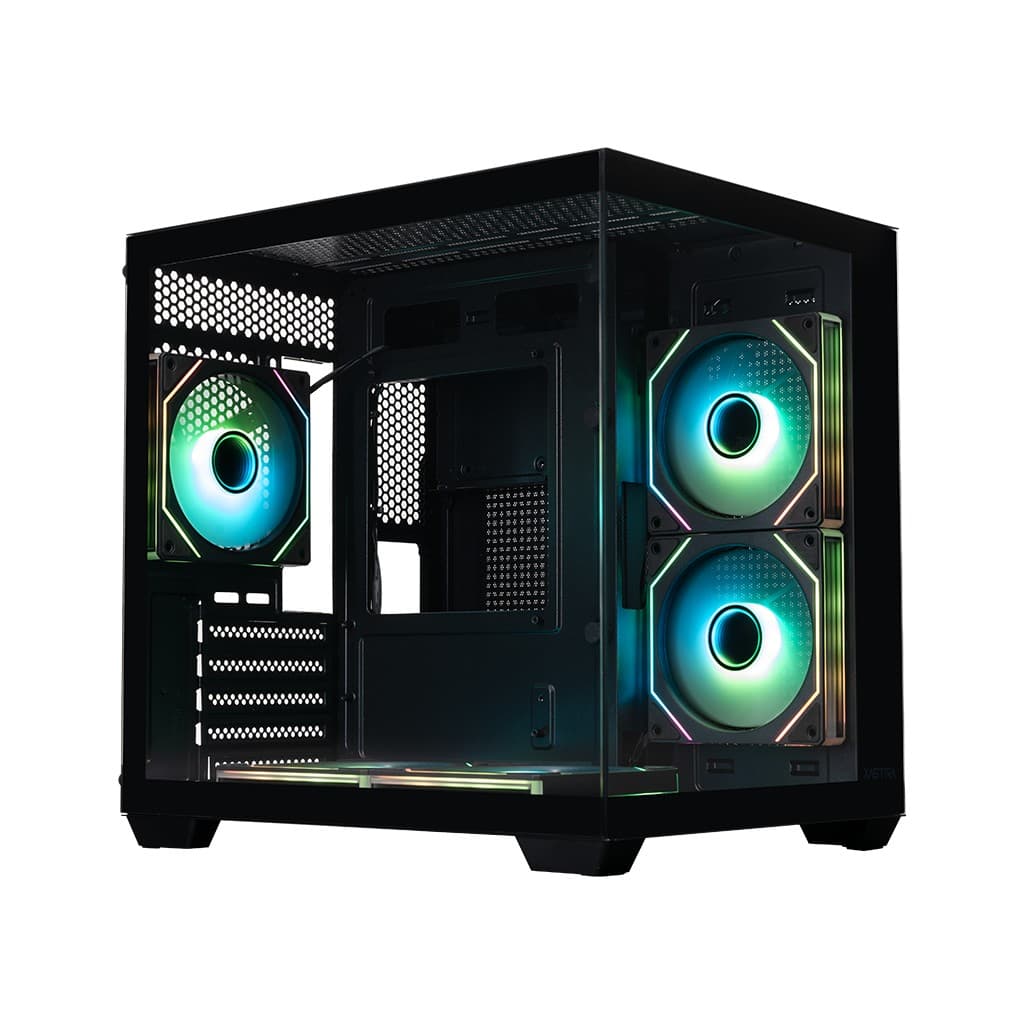 Корпус XASTRA QW400M 5ARGB-C6-AC Black mATX/Aquarium/Screewless/5x120mm ARGB PWM FM fans/Argb+PWM HUB 6port/Type-C+USB3.0 (1 USB3.0 кабель)/ QW400M-5FM12A-C6-AC
