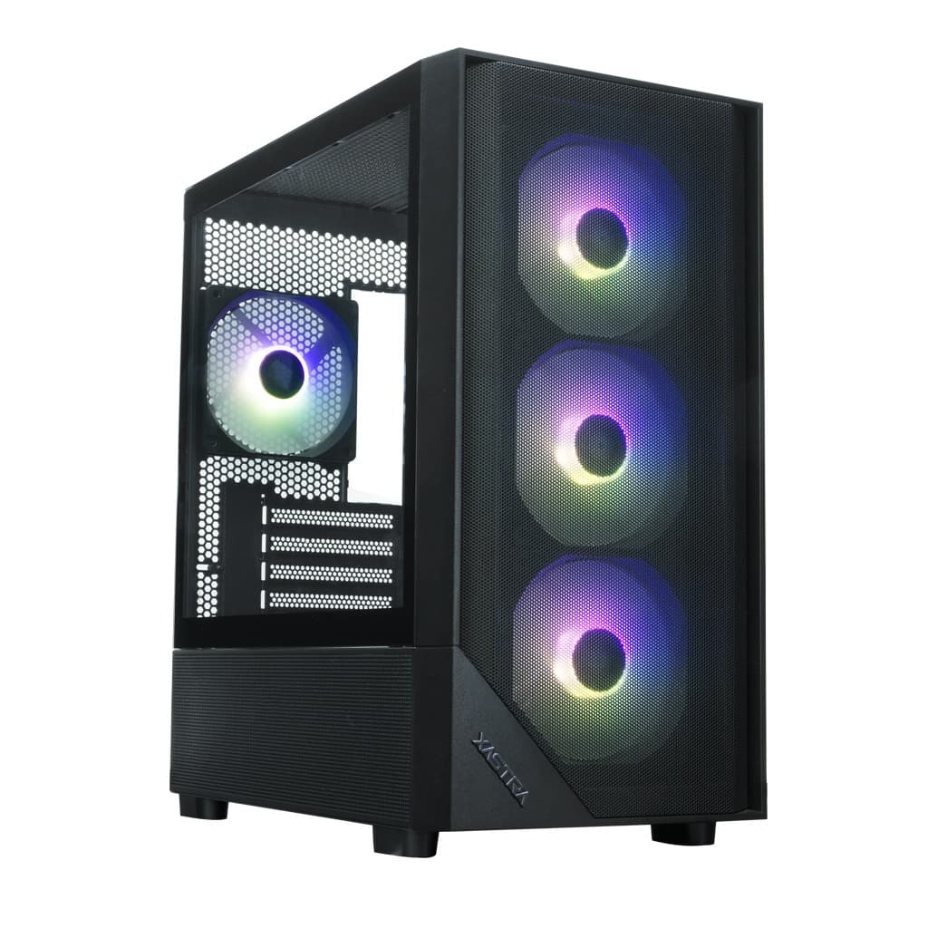 Корпус XASTRA A401M 4ARGB-V2 Black mATX/Mesh /ScrewlessTG+mesh panel/ 4x120mm ARGB PWM FC fans/ A401M-V2-4FC12A