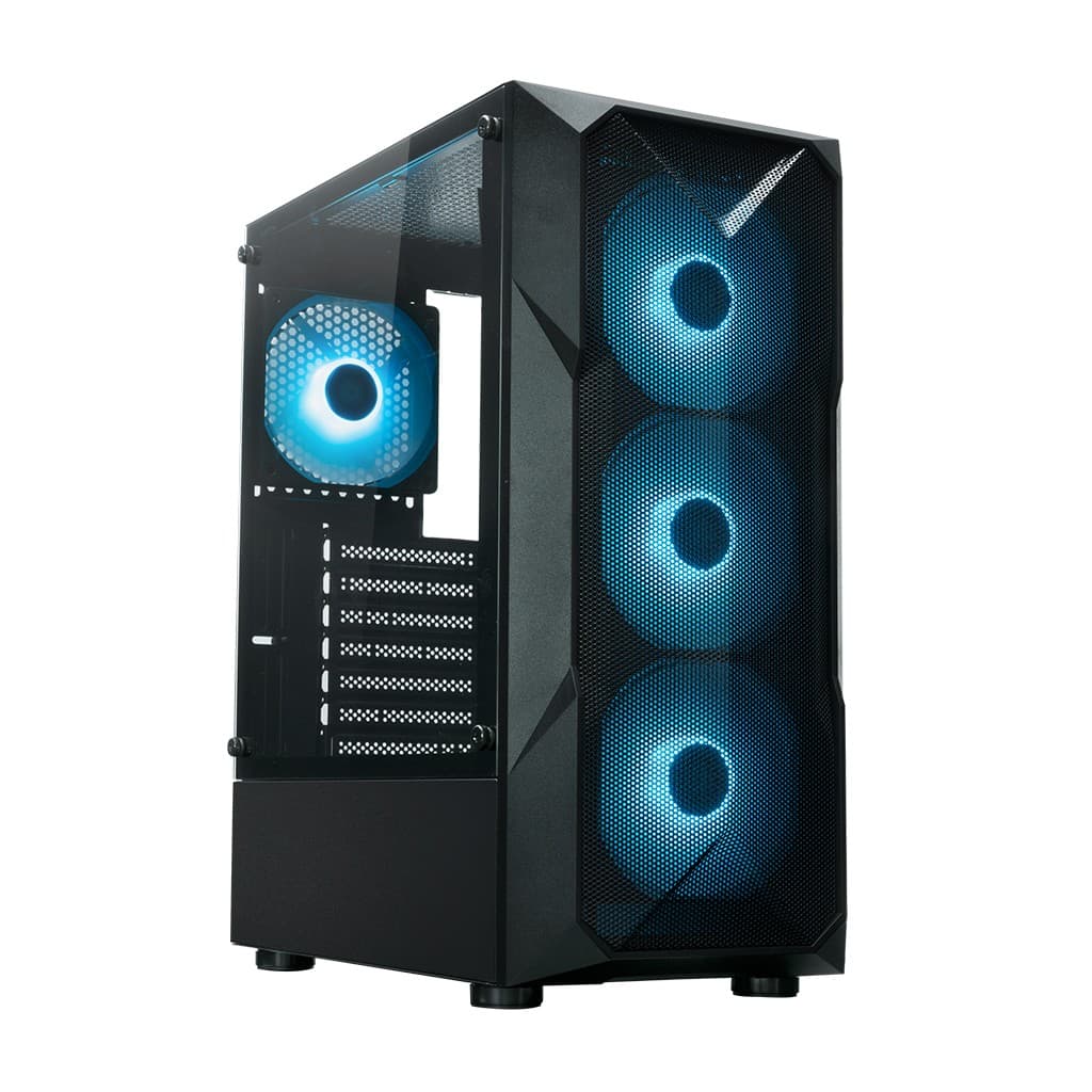 Корпус XASTRA A304 4ARGB-C6 Black ATX/Mesh/half-size TG/4x120mm ARGB FC fans/Argb+PWM HUB 6port/ A304-4FC12A-C6