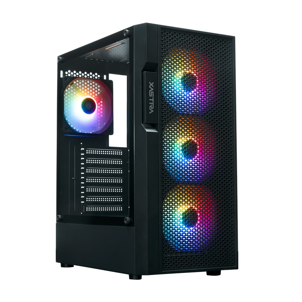 Корпус XASTRA A302 4FRGB Black ATX/Mesh/ tempered glass / 4x120mm FC120-FRGB fans/ A302-BK-FC120FRGB-4F-GL