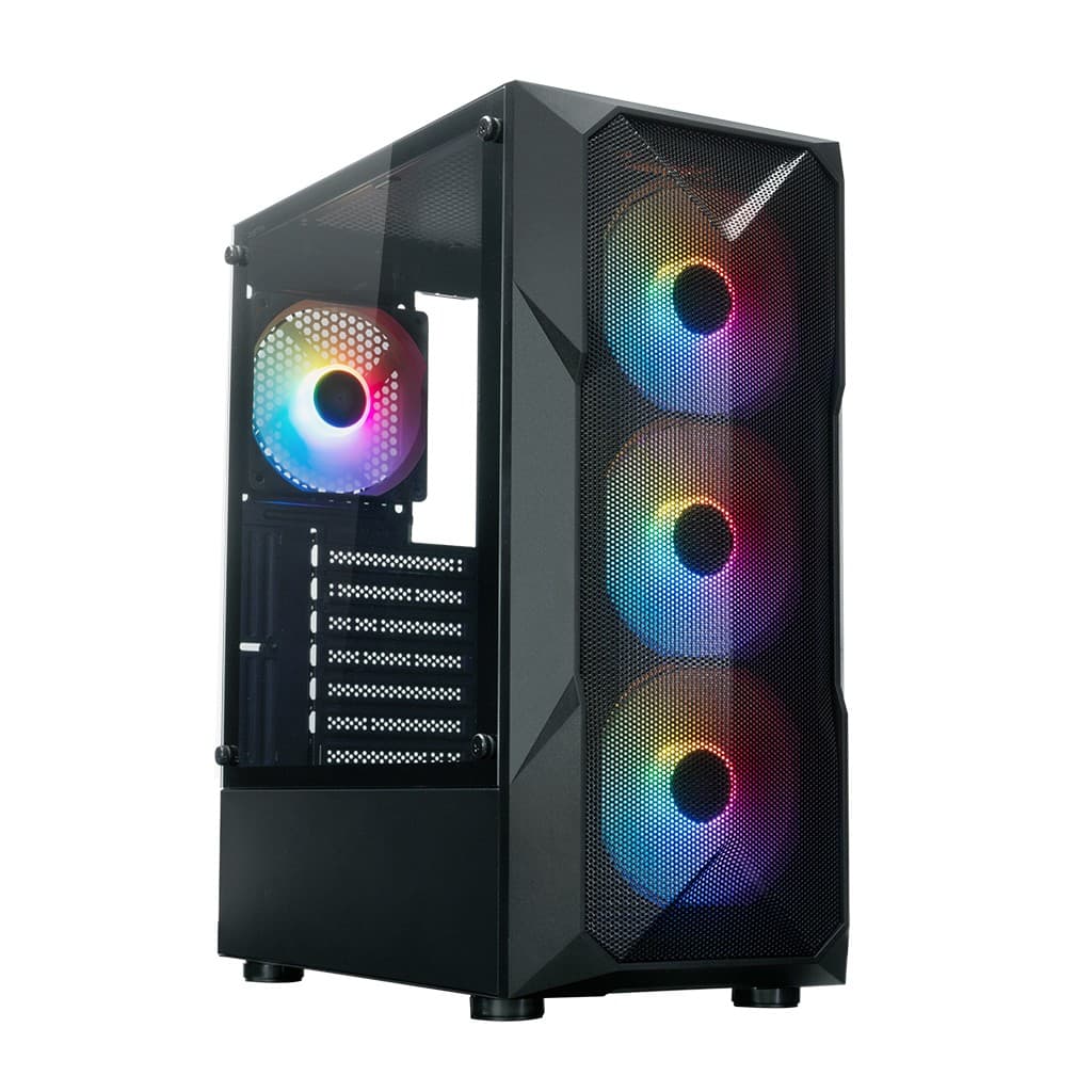 Корпус XASTRA A304 4FRGB Black ATX/Mesh/half-size TG/4x120mm FRGB FC fans/ A304-4FC12F
