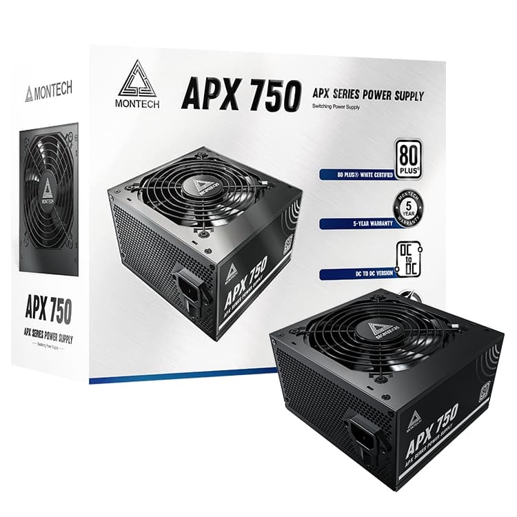 Блок питания Montech APX 750W / ATX 2.43, APFC, 80 PLUS Standard, DC-DC, 120mm fan, non-modular / XWYA11-750W