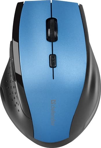 Мышь беспроводная Defender Accura MM-365 (черный + синий) 5кн+кл, 800/1200/1600 dpi 52366