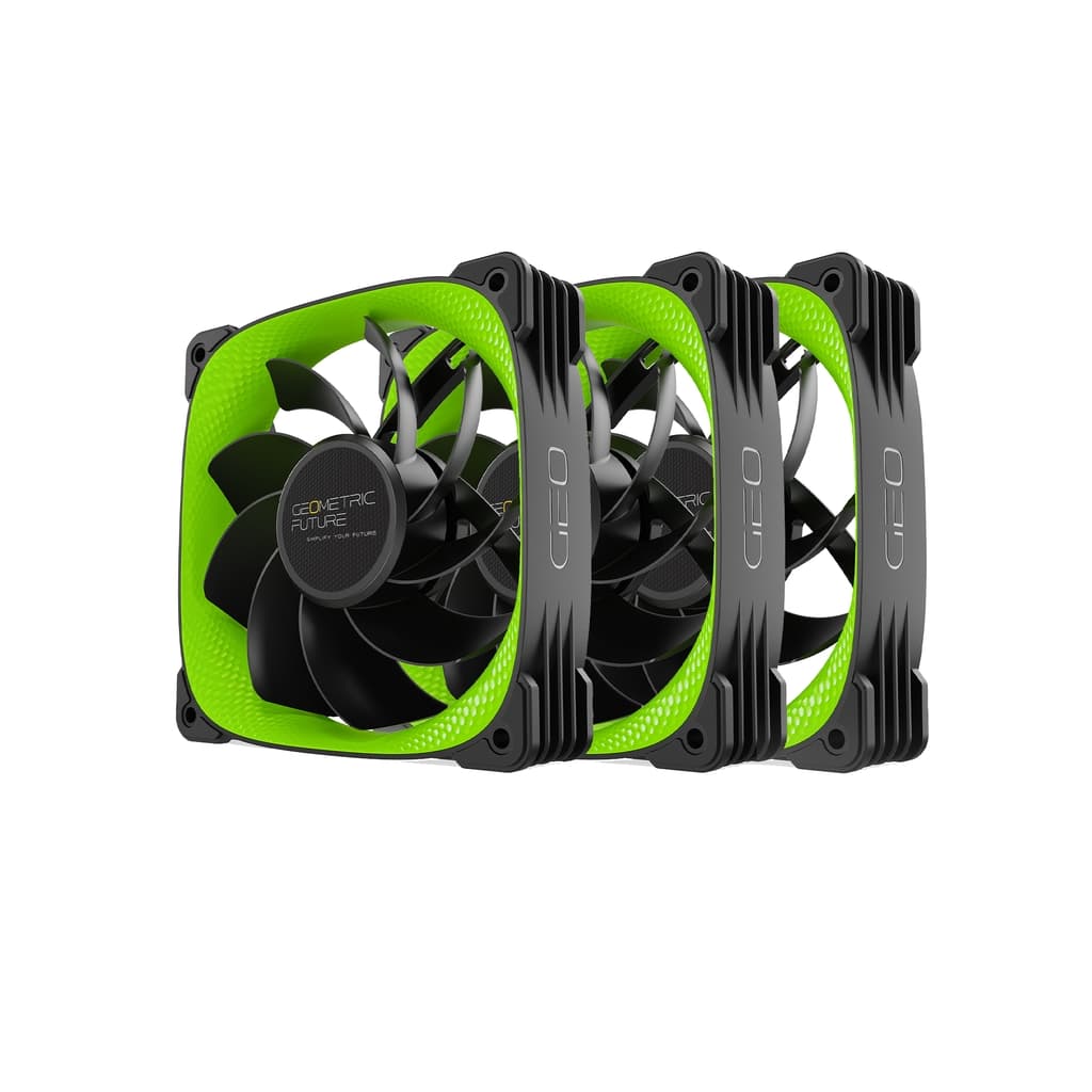Комплект вентиляторов (3 шт.) Geometric Future Squama 3005RG-12 Reverse Green 120mm / ARGB, PWM, 120x120x30 mm, 2000 rpm, 61.2 cfm, 31.5 dBA / 1F3005R312200