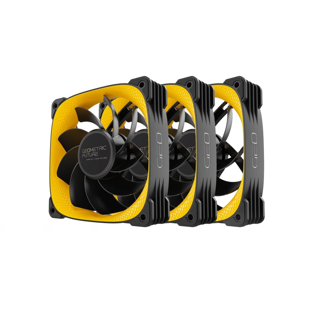 Комплект вентиляторов (3 шт.) Geometric Future Squama 3005RY-12 Reverse Yellow 120mm / ARGB, PWM, 120x120x30 mm, 2000 rpm, 61.2 cfm, 31.5 dBA / 1F3005R312300