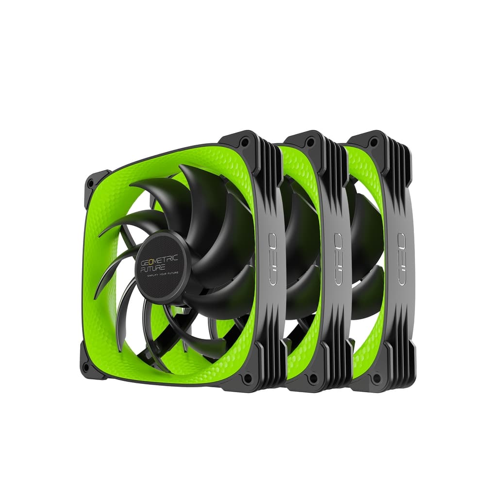 Комплект вентиляторов (3 шт.) Geometric Future Squama 3005G-14 Green 140mm / PWM, 140x140x30 mm, 1800 rpm, 87.5 cfm, 31.5 dBA / 1F3005G314000