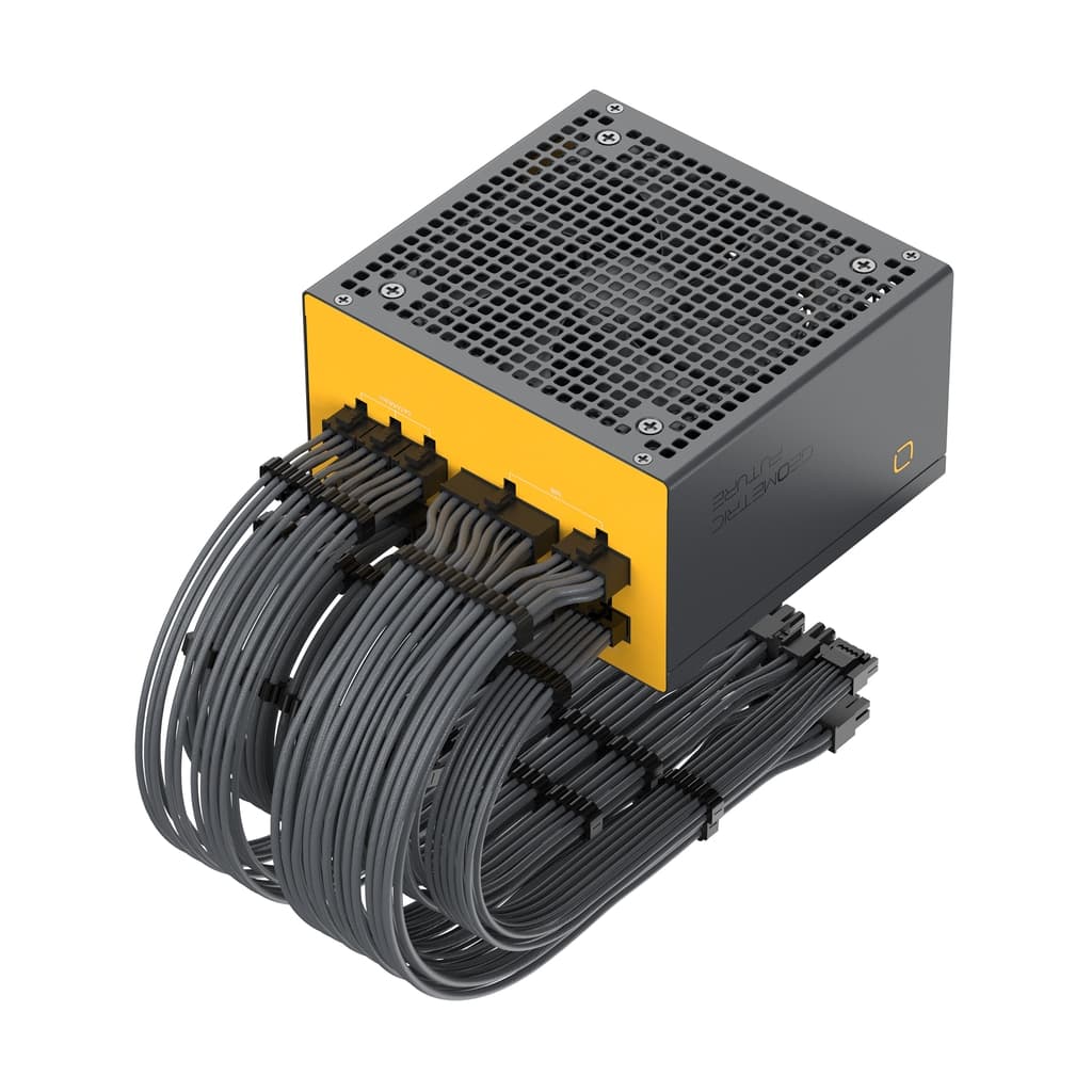 Блок питания Geometric Future ALPHA 1000W Yellow / ATX 3.1, PCIe 5.1, 80 PLUS Platinum, APFC, Full-Bridge LLC + DC-DC, Japanese caps, 120mm FDB fan, full modular / 1PATAL1K0Y010