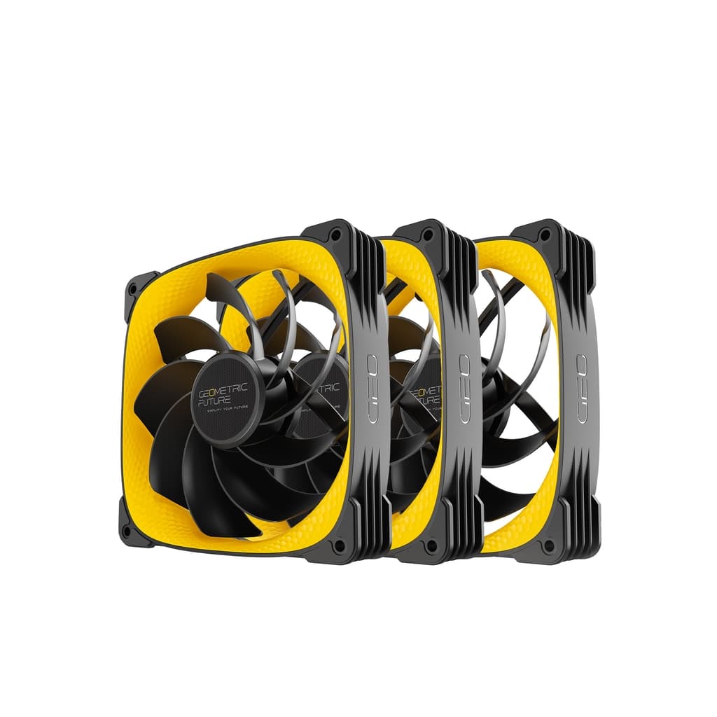 Комплект вентиляторов (3 шт.) Geometric Future Squama 3005RY-14 Reverse Yellow 140mm / PWM, 140x140x30 mm, 1800 rpm, 73.5 cfm, 31.5 dBA / 1F3005R314300