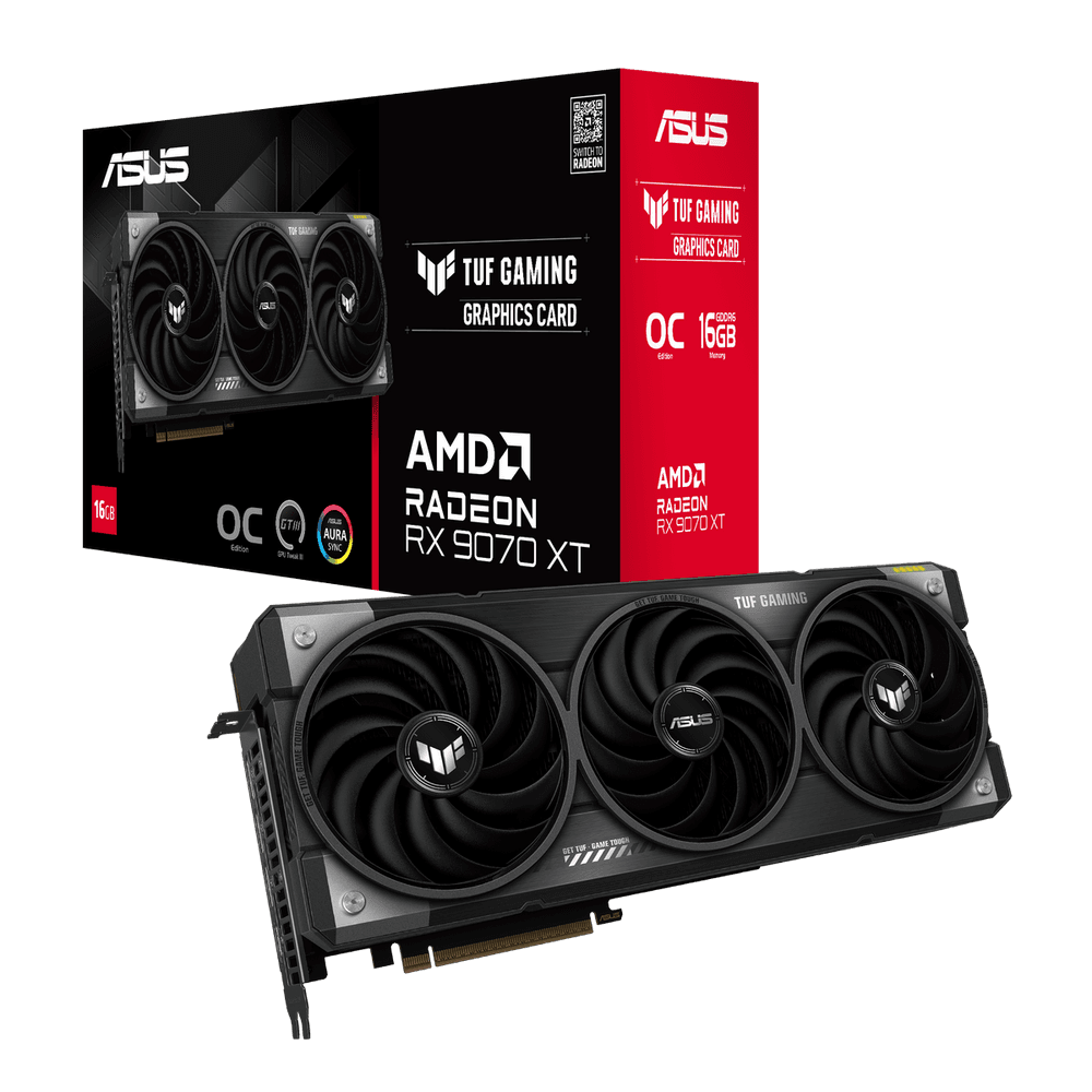 Видеокарта ASUS RX9070XT TUF GAMING OC 16GB GDDR6 256bit 3xDP HDMI 3FAN RTL [TUF-RX9070XT-O16G-GAMING]
