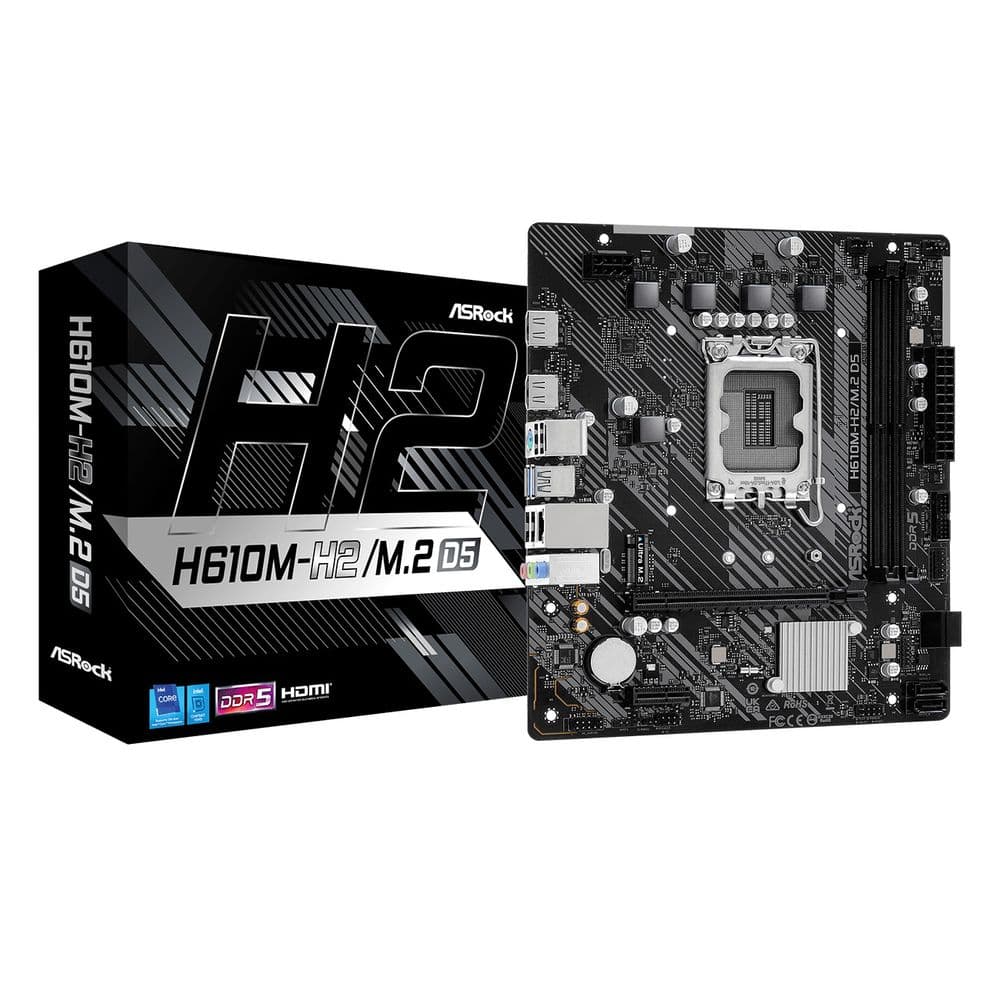 Материнская плата ASRock H610M-H2/M.2 D5, Socket 1700, Intel®H610, 2xDDR5-4800, HDMI+HDMI, 1xPCI-Ex16, 1xPCI-Ex1, 4xSATA3, 1xM.2