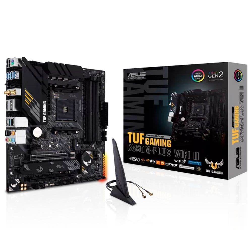 Материнская плата ASUS TUF GAMING B550M-PLUS WIFI II AM4 mATX 4xDDR4 2xPCIEx16 PCIEx1 2xM.2 USB-C DP HDMI 2.5GLAN Wi-Fi 6 (30570