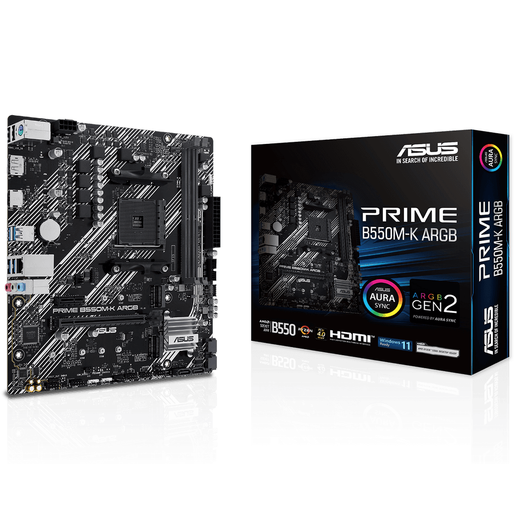 Материнская плата ASUS PRIME B550M-K ARGB AM4 mATX 2xDDR4 PCIEx16 PICEx1 2xM.2 DP HDMI GLAN