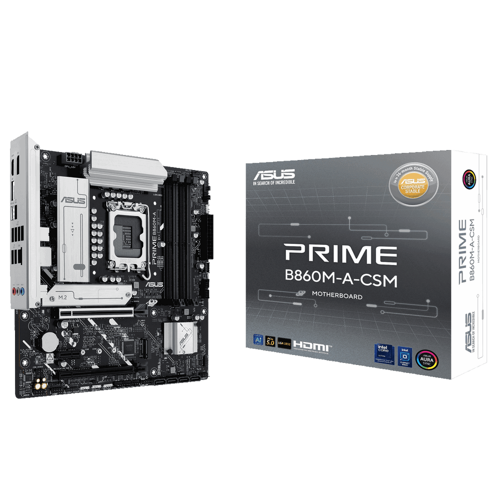 Материнская плата ASUS PRIME B860M-A-CSM LGA1851 mATX 4xDDR5 2xPCIEx16 PCIEx1 2xM.2 USB-C 2xDP HDMI 2.5GLAN