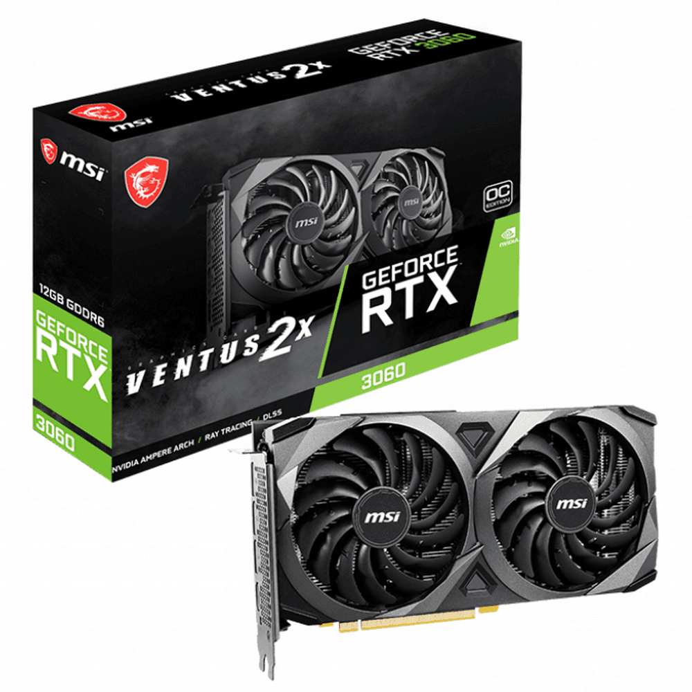 Видеокарта MSI RTX3060 VENTUS 2X OC 12GB GDDR6 192bit 3xDP HDMI 2FAN RTL
