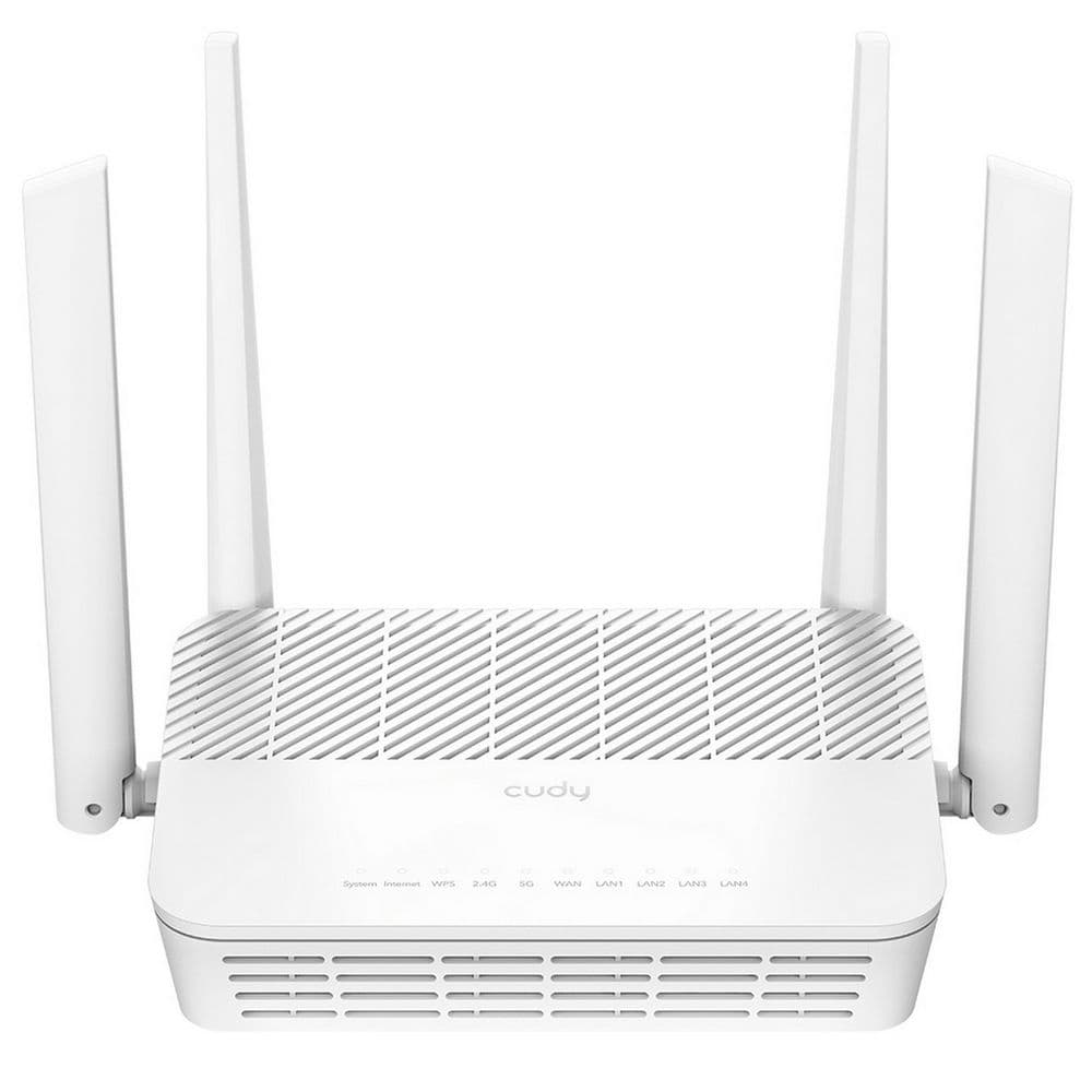 Маршрутизатор CUDY AX3000 Gigabit Wi-Fi 6 Mesh Router Dual Band, Chipset MT7981BA+MT7976CN+MT7531AE, 802.11ax/ac/a/b/g/n, 2402Mbps at 5GHz + 574Mbps at 2.4GHz, 5 x 10/100/1000Mbps Ports, 4 x 5dBi fixed antennas, WiFi router/AP/ Repeater/WISP Mode, PPTP/L2TP/OpenVPN/WireGuard
