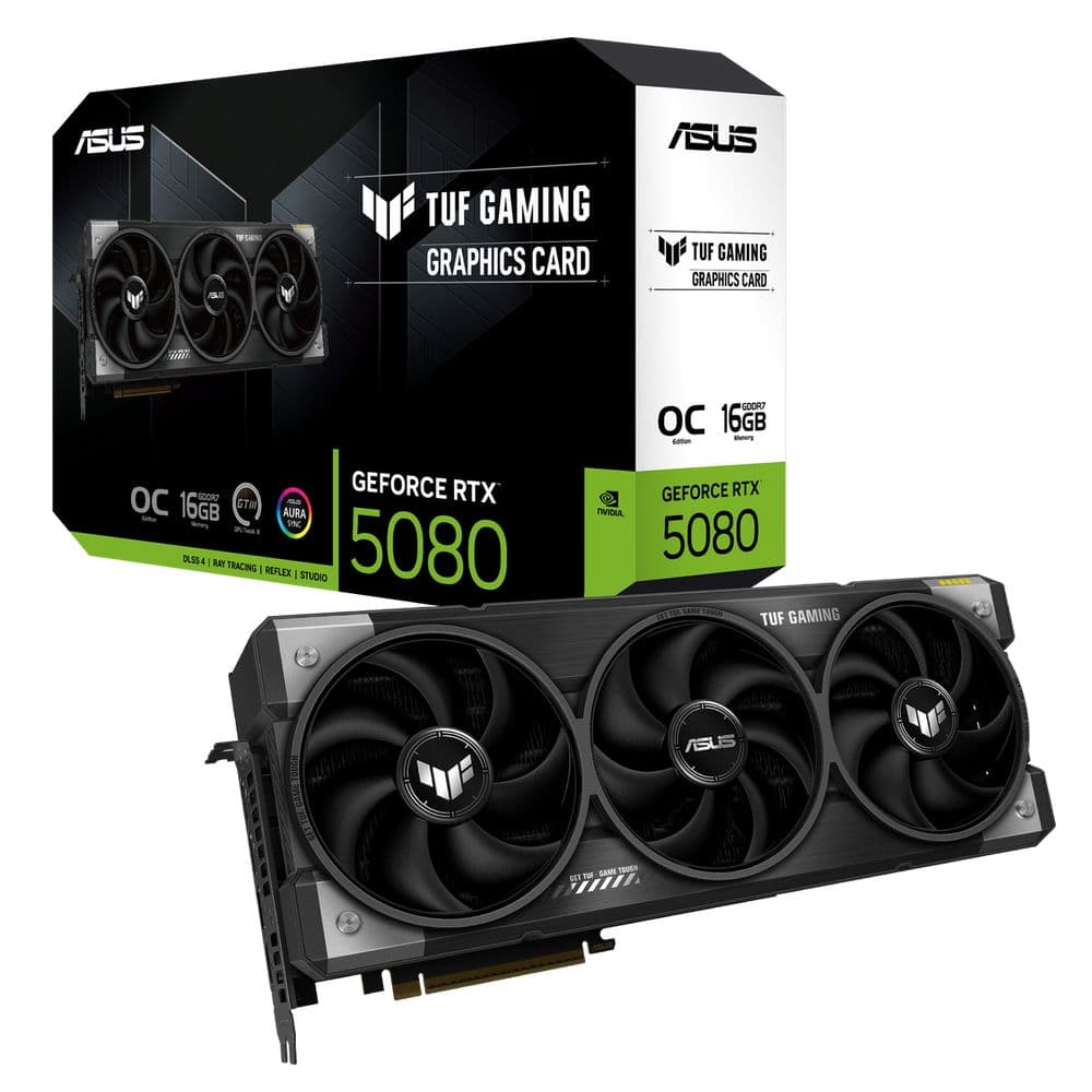 Видеокарта ASUS Bad Pack RTX5080 TUF GAMING OC 16GB GDDR7 256bit 3xDP 3xHDMI 3FAN RTL (TUF-RTX5080-O16G-GAMING)