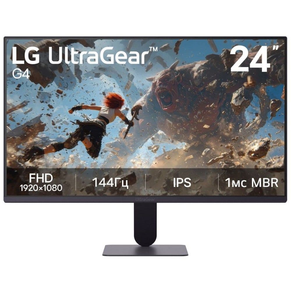 Монитор 23.8" LG 24G414B-B IPS, 1920x1080, 144Hz, 5ms, 250сd/m, 1500:1, HDR10 | HDMI(2.0), DP(1.4) | HAS, Swivel, ExPSU, Speakers, Vesa 100, Black