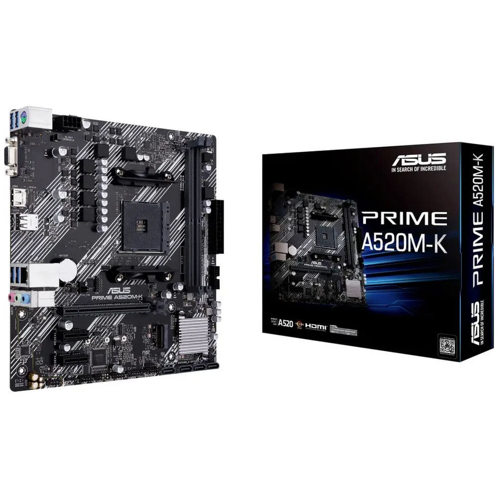 Материнская плата ASUS Bad Pack PRIME A520M-K AM4 mATX 2xDDR4 PCI-Ex16 2xPCI-Ex1 M.2 HDMI VGA GLAN