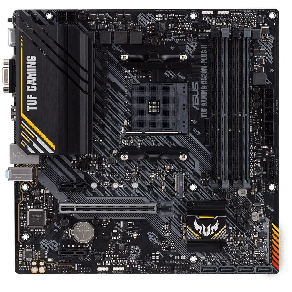Материнская плата ASUS TUF GAMING A520M-PLUS II A520, AM4, 4*DDR4, 1*PCIEx16, 2*PCIEx1, 1*M.2, 5*USB3.2Gen1, 4*USB2.0, 4*SATA3.0, 1G, VGA, DP, HDMI, M-ATX, RTL