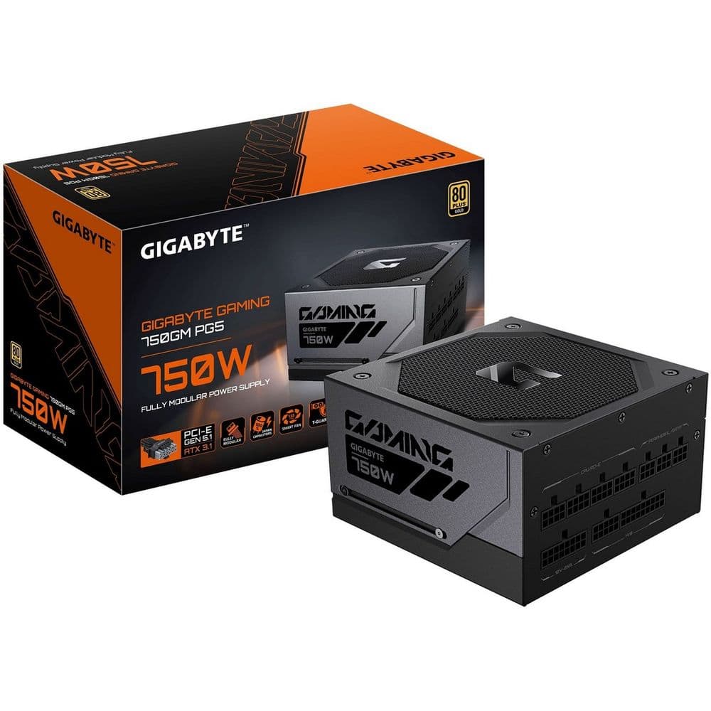 Блок питания ПК Gigabyte GME750GM PG5 750W, 80Plus, Platinum, Полностью модульный, PCIe Gen 5.1, ATX 3.1 compatible.