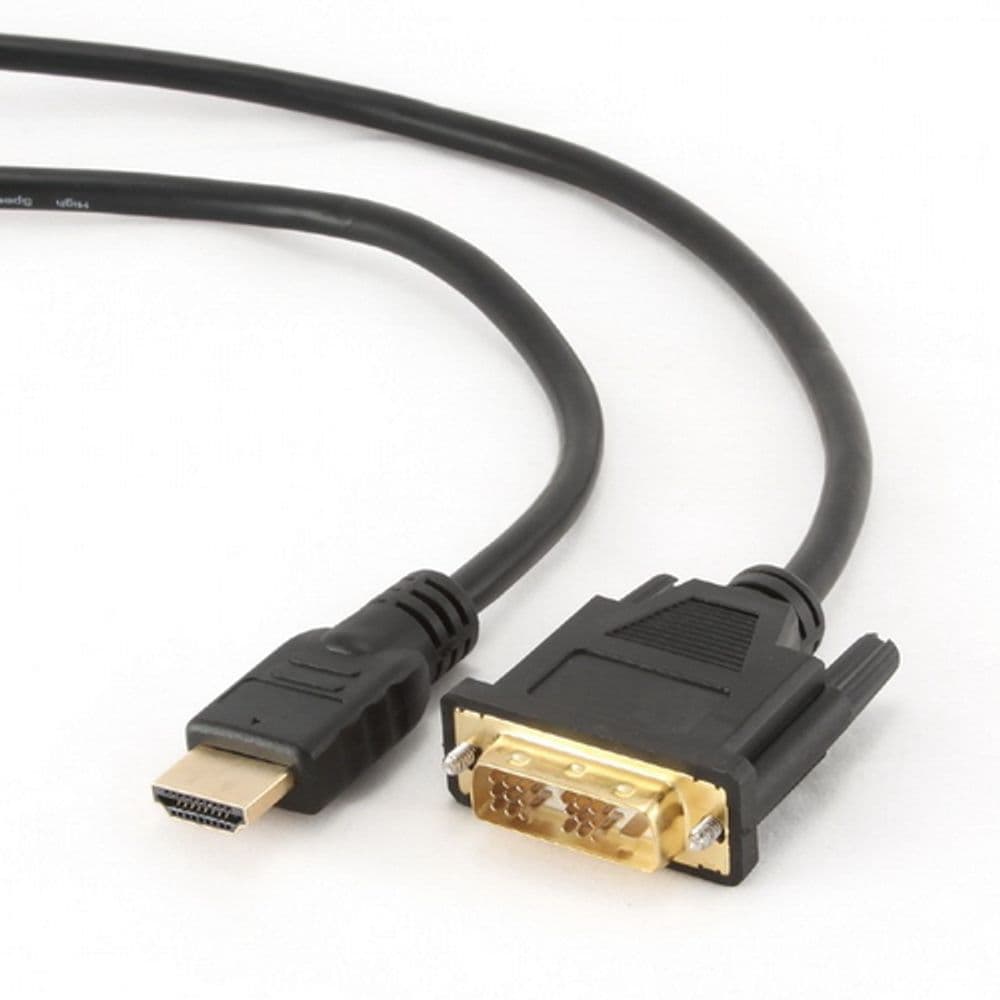 Кабель HDMI-DVI Cablexpert CC-HDMI-DVI-6, 19M/19M, 1.8м, single link, черный, позол.разъемы, экран, пакет