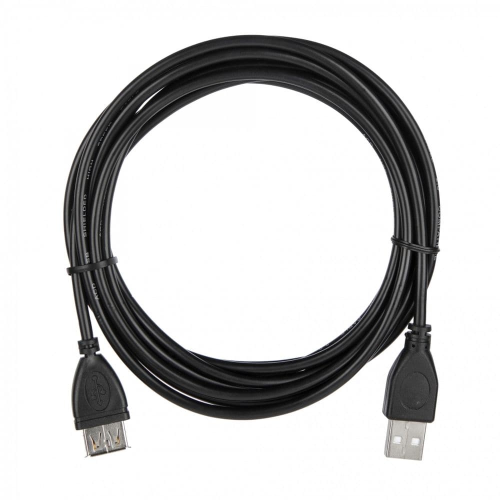 Кабель ACD-U2AAF-30L |ACD-U2AAF-30L| USB 2.0, A male - A feмale, ТТХ: |ACD-U2AAF-30L| (7/0.12BC+PE)*1P+(7/0.12BC+PE)*2C+7/0.12BC+AL+PVC OD4.0, Черный, 3м